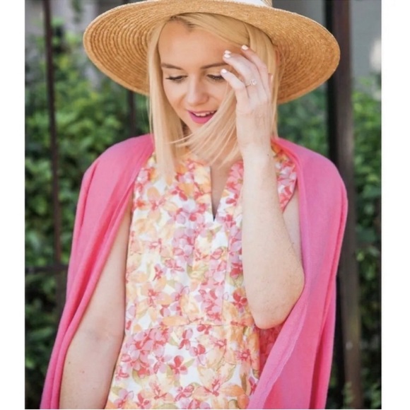 J. Jill Love 100% Linen Sleeveless Coral Floral Dress. Size Small. - Picture 12 of 12